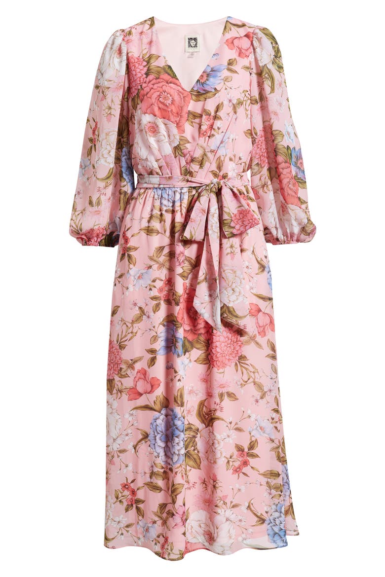 Floral Print Tie Waist Midi Dress
