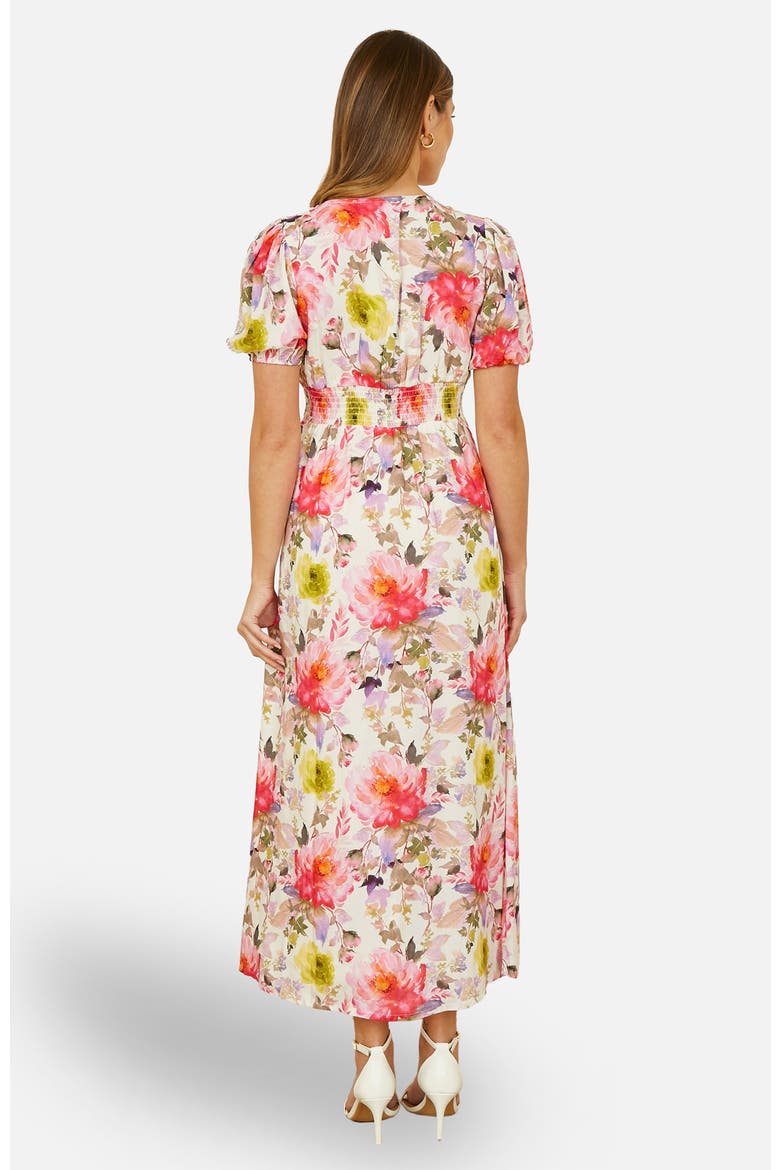Floral Puffed Sleeve Midi Dress