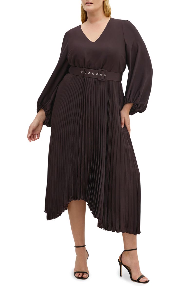 Amara Accordion Pleat Sateen Dress