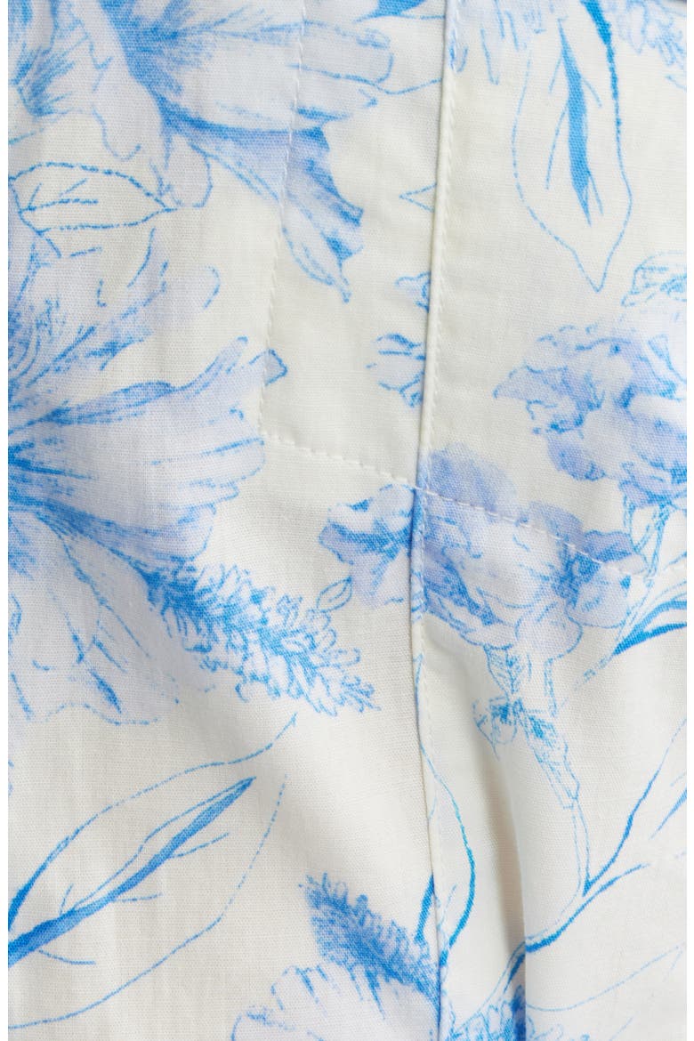 Printed Tie Belt Cotton Poplin Maxi Shirtdress