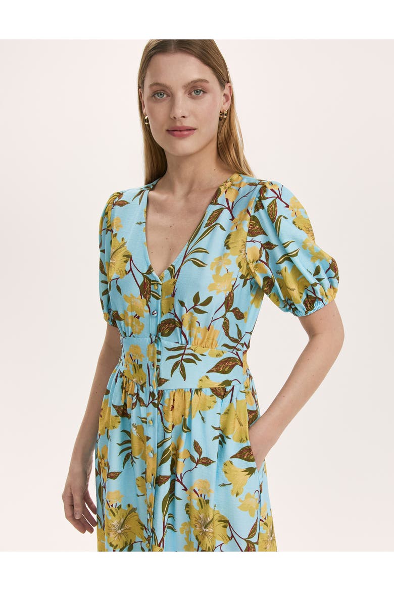QAddison Floral Linen Blend Midi Dress