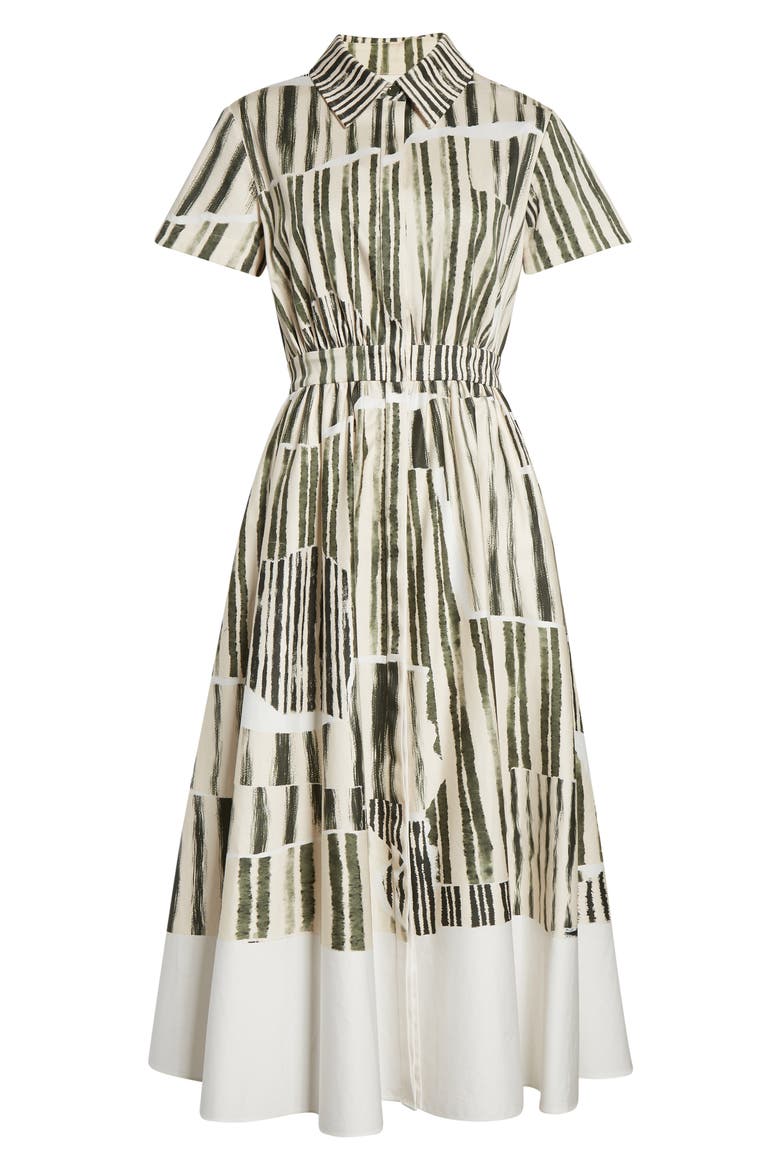 Stripe Collage Stretch Cotton Midi Shirtdress