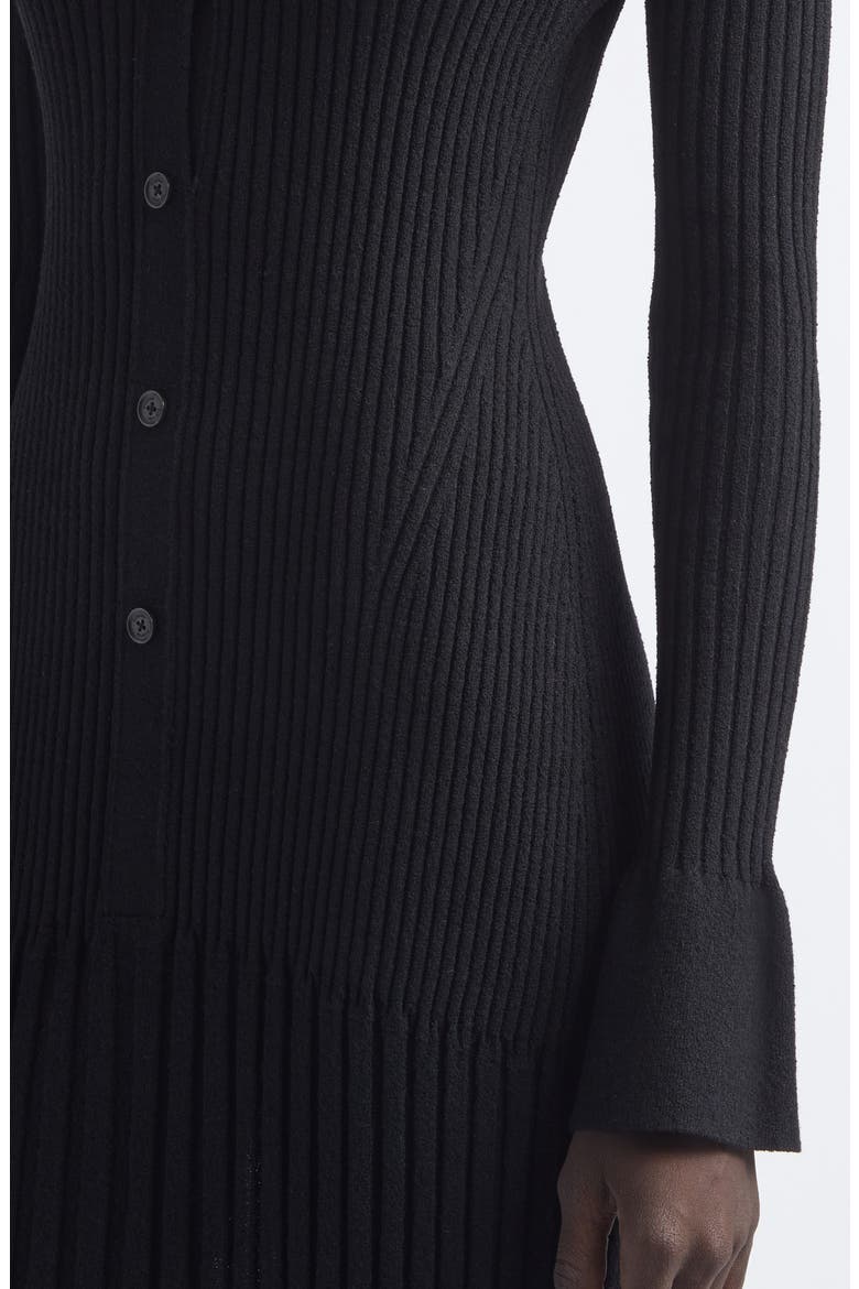 Rosario Point Collar Ribbed Midi Dress