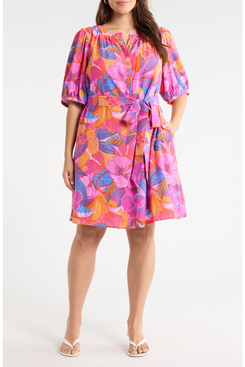 Floral Print Belted Minidress