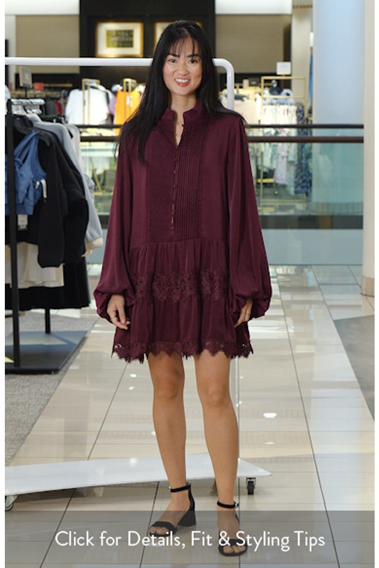 Antonia Lace Trim Long Sleeve Satin Minidress