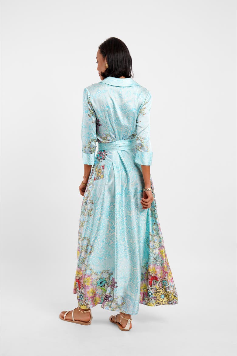 Belted Maxi Shirt Dress - "Floral Medley"