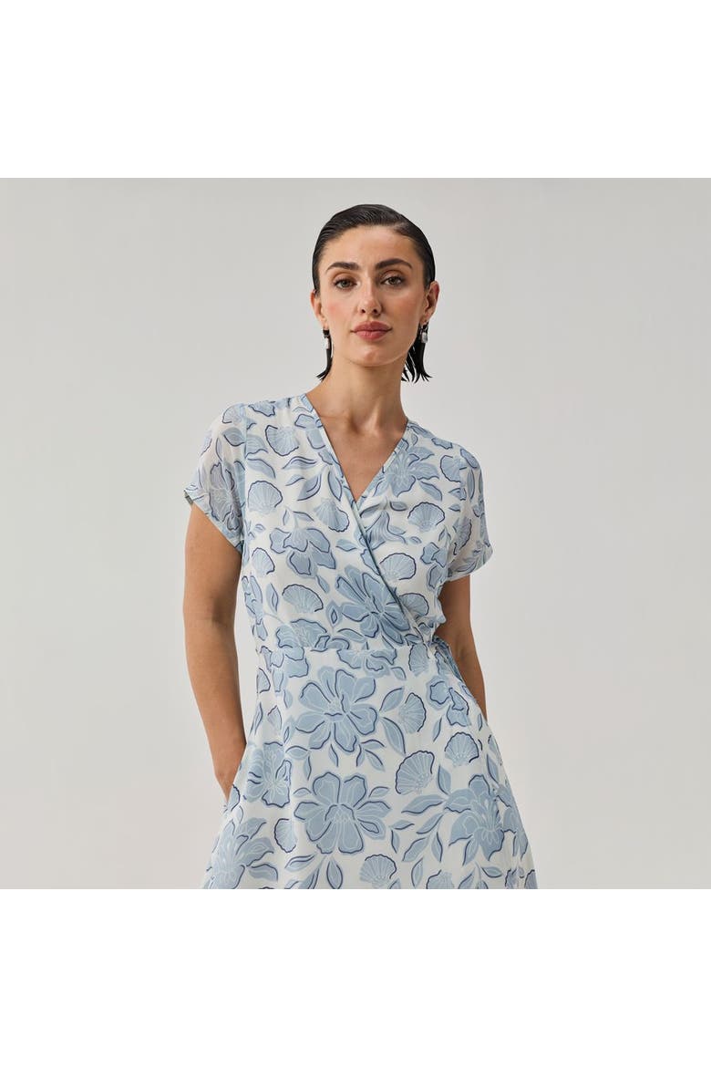 Soft Floral Wrap Midi Dress