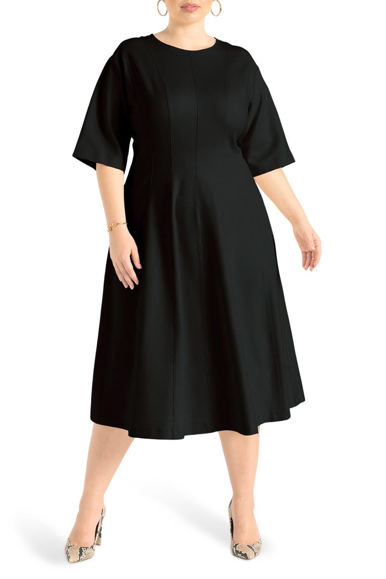 Seam Detail Ponte Workwear Midi Dress