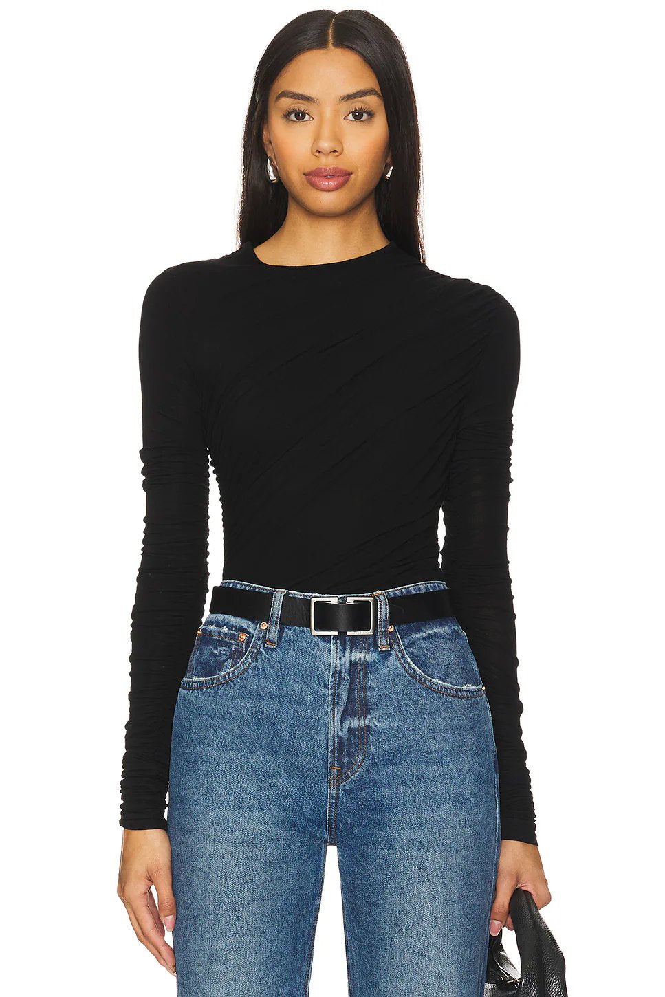 AGOLDE Tania Twist Tee in Black - Image 1