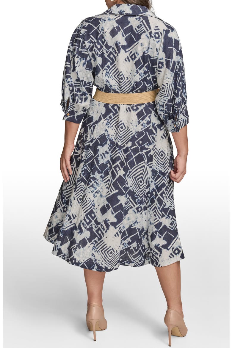 Belted Linen Blend Midi Dress