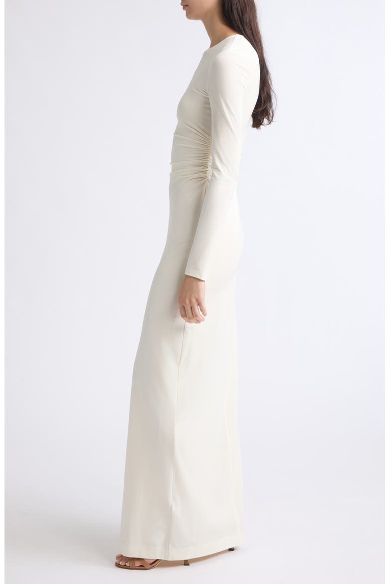 Long Sleeve Jersey Ruched Maxi Dress