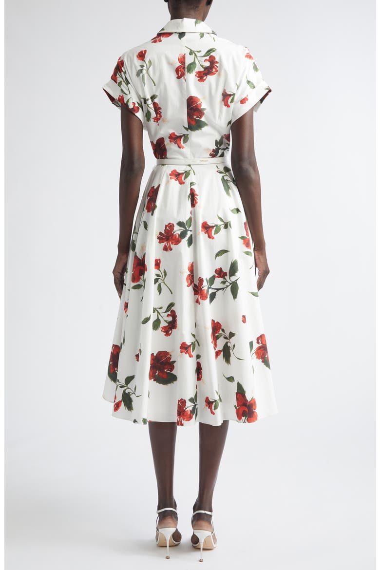 Chiné Hibiscus Cotton Stretch Poplin Midi Shirtdress
