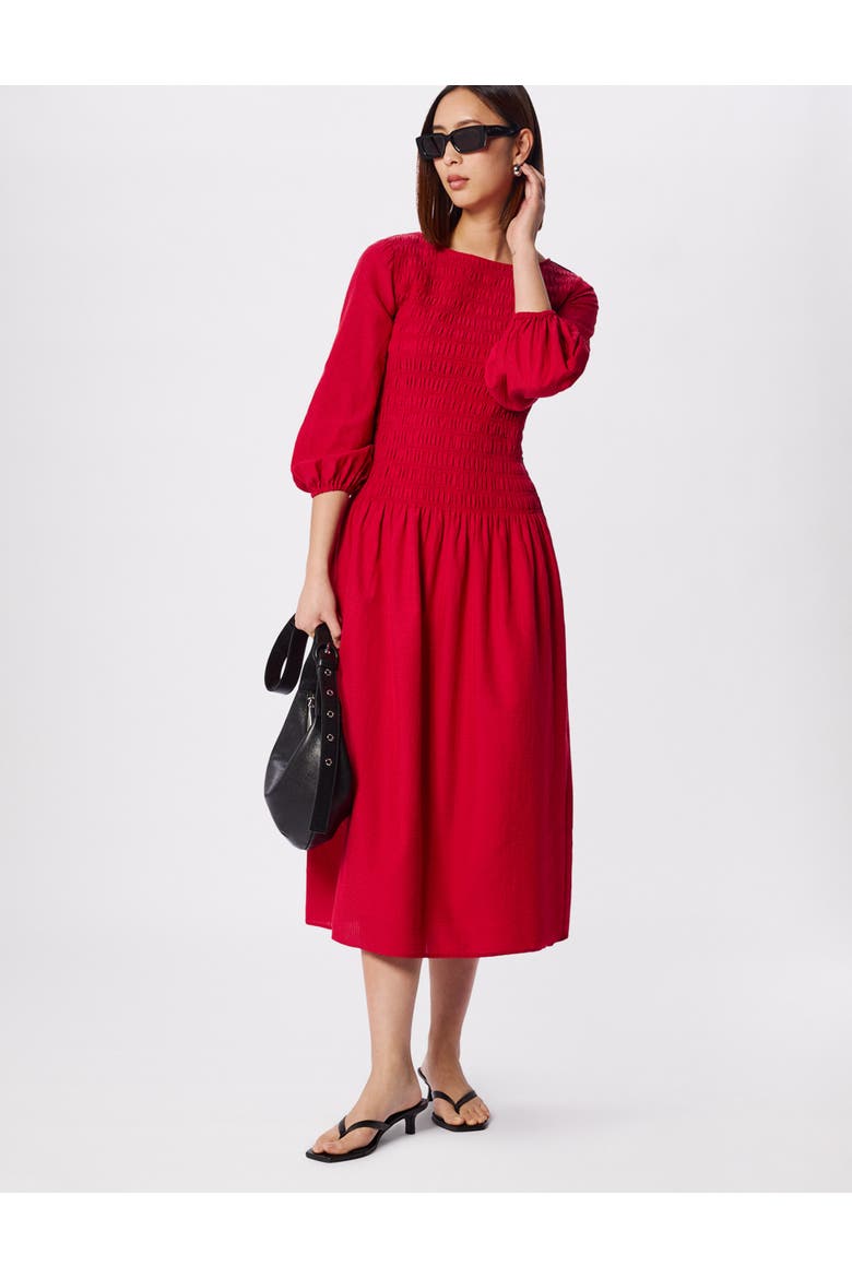 Smocked Bodice Midi Dress