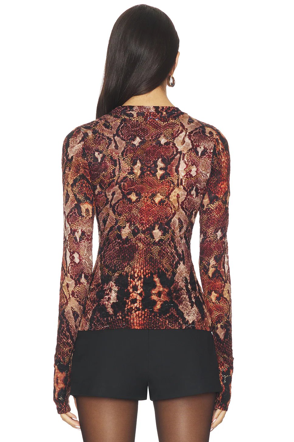 AFRM Kaylee Crochet Lace Top in Umber Snake - Image 3