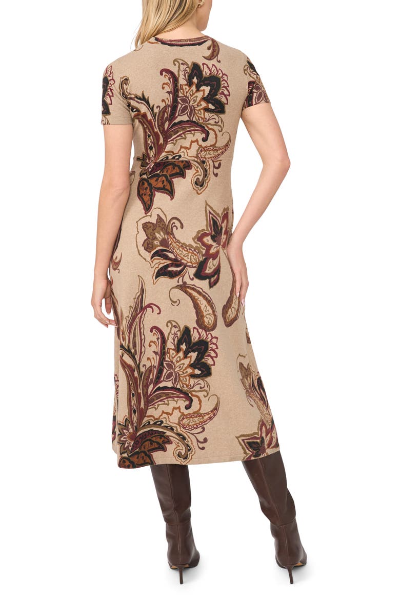 Paisley Print Midi Sweater Dress
