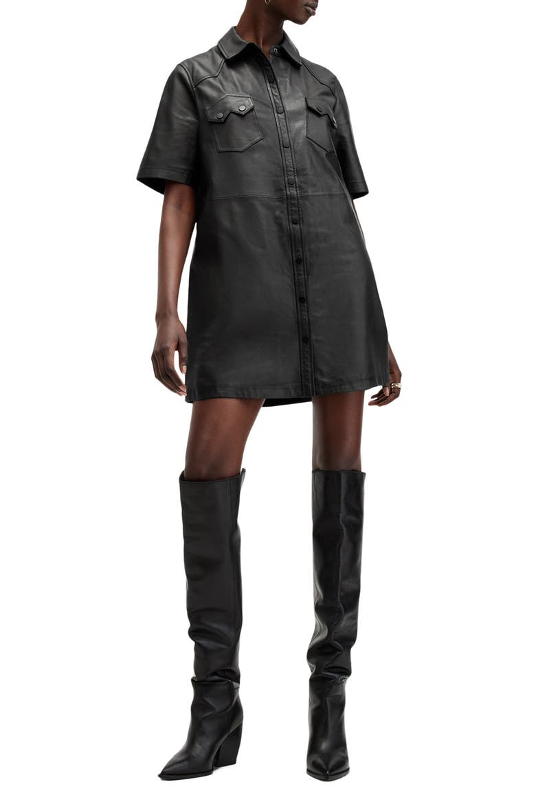 Rock Western Leather Mini Shirtdress