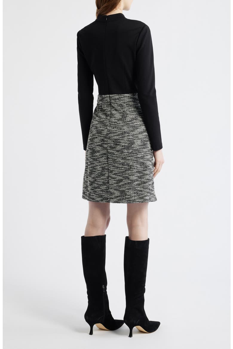 Twofer Mock Neck Long Sleeve A-Line Dress