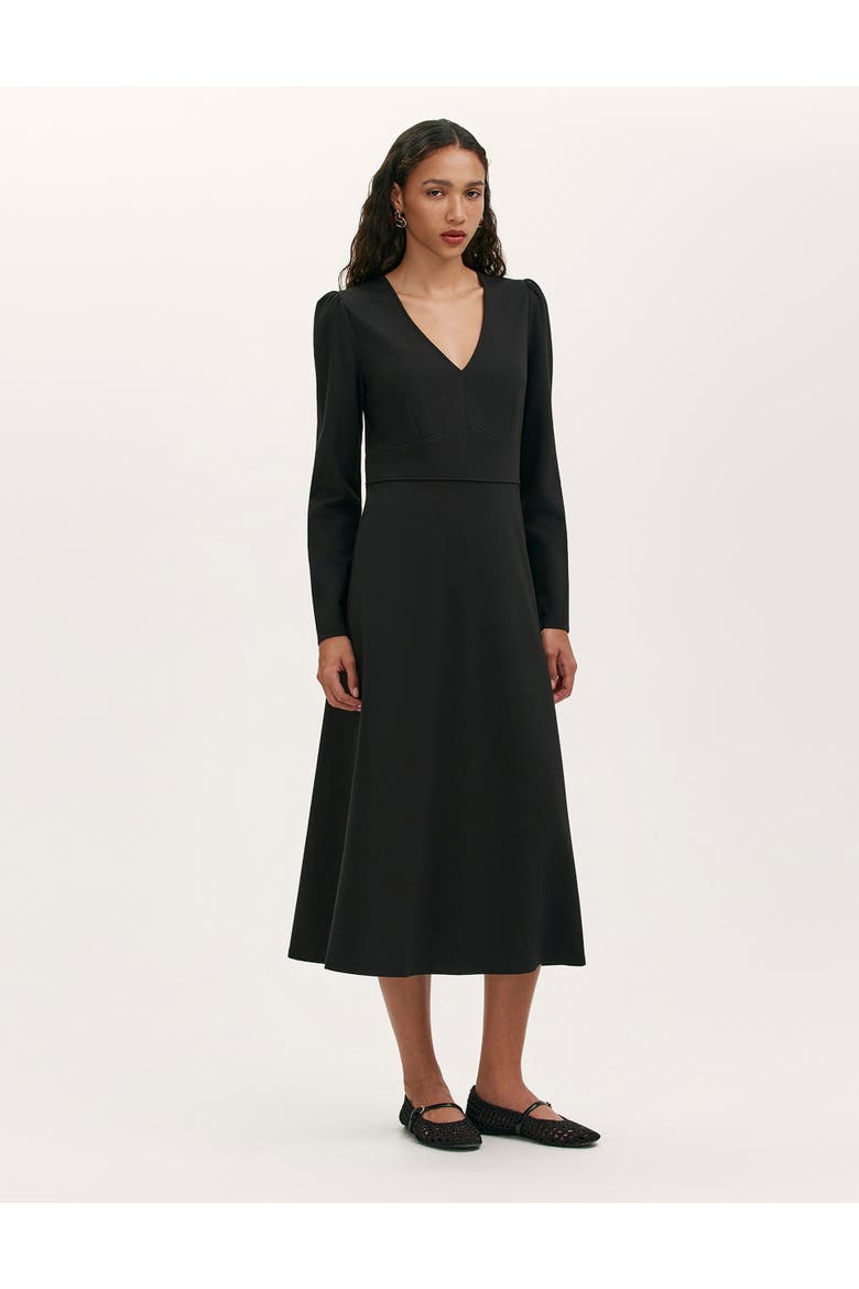 Seraphina Ponte Jersey V-Neck Midi Dress