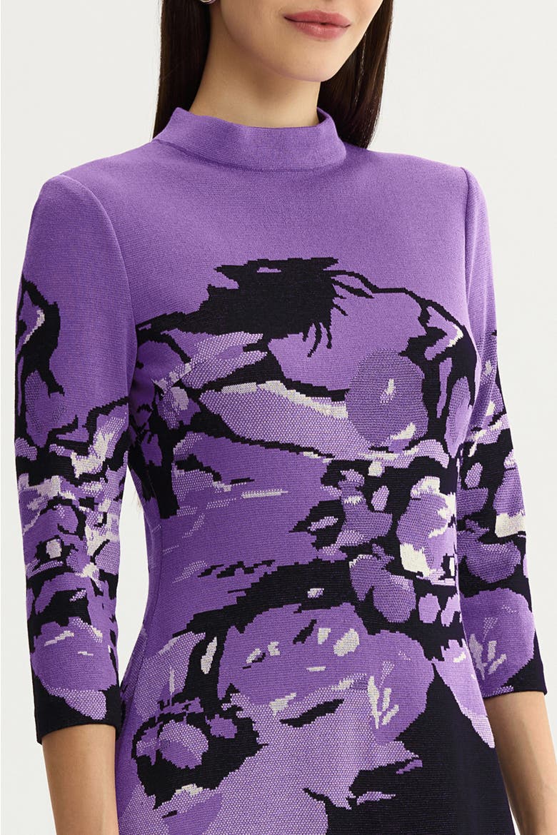 A-Line Abstract Jacquard Soft Knit Dress