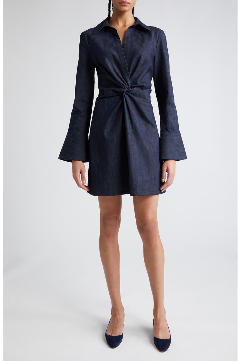 McKenna Twist Front Long Sleeve Denim Minidress