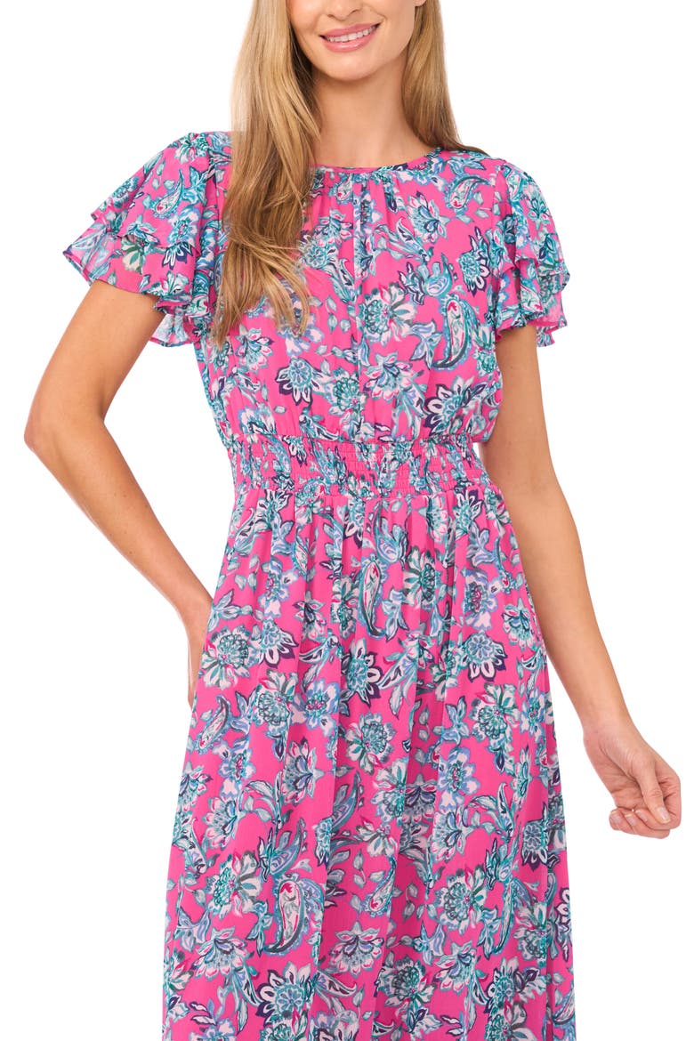 Floral Print Ruffle Maxi Dress
