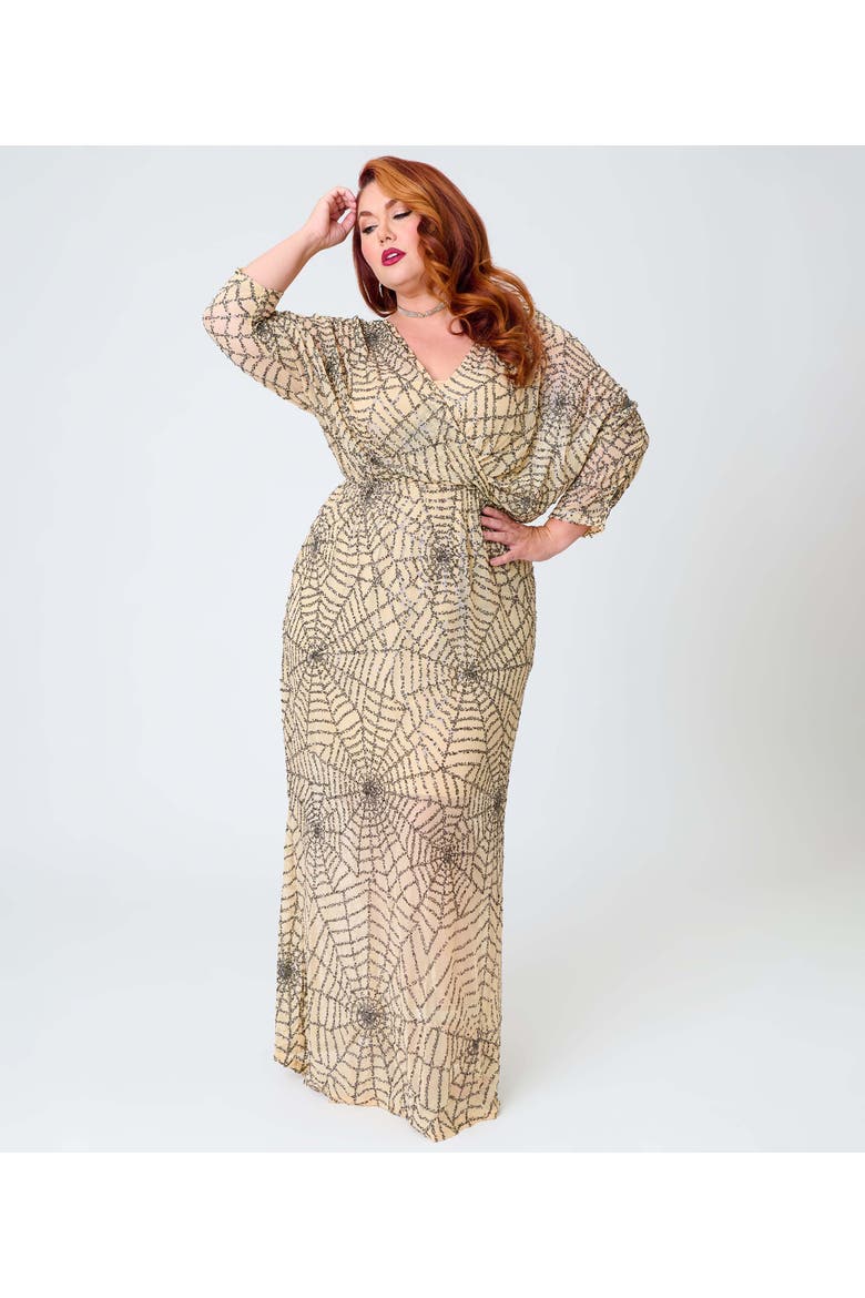 Plus Size Sequin Faux Wrap Maxi Dress