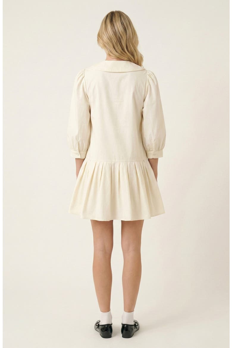 Long-Sleeve Pleated Mini Dress