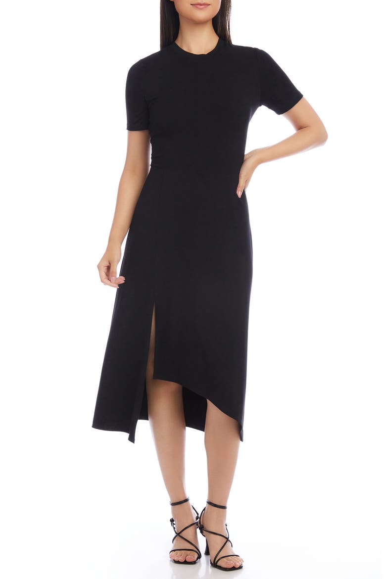 Asymmetric Slit Hem Midi Dress