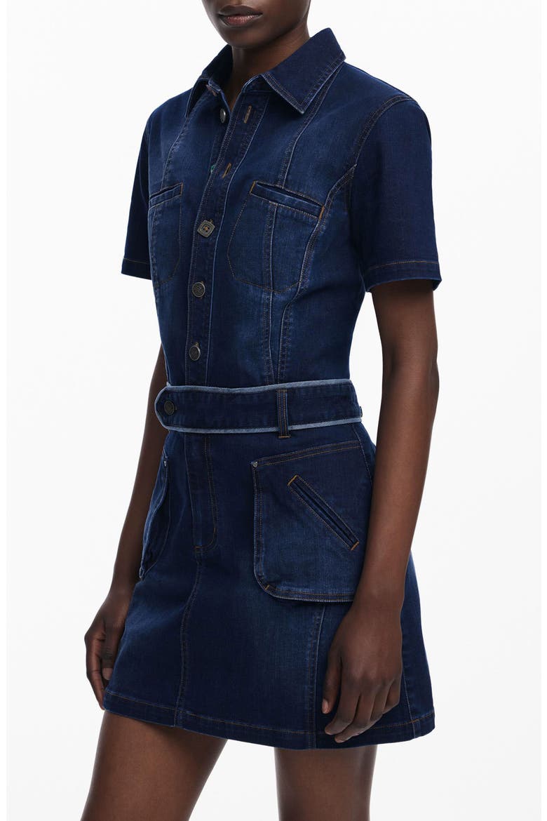Belted Denim Mini Shirtdress