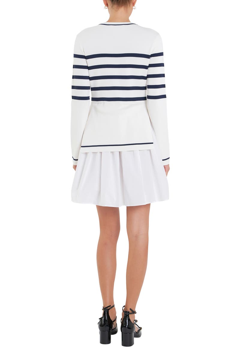 Long Sleeve Mixed Media Minidress