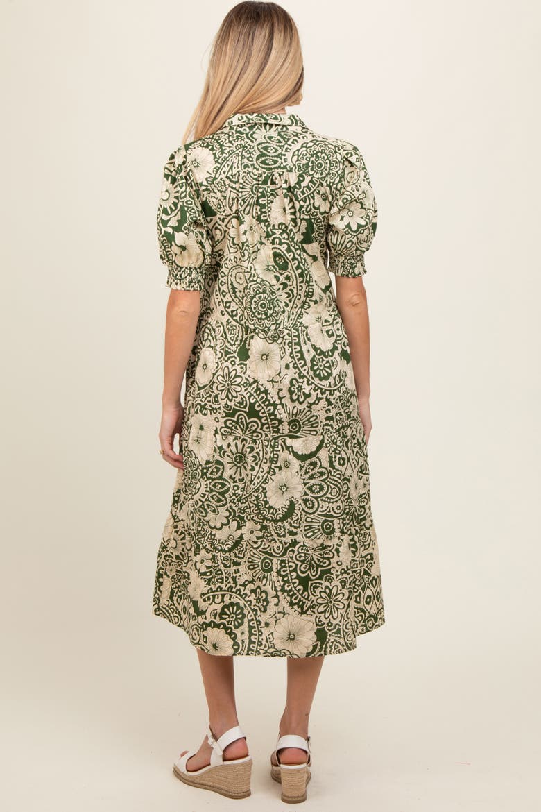 Floral Collared Tiered Midi Dress