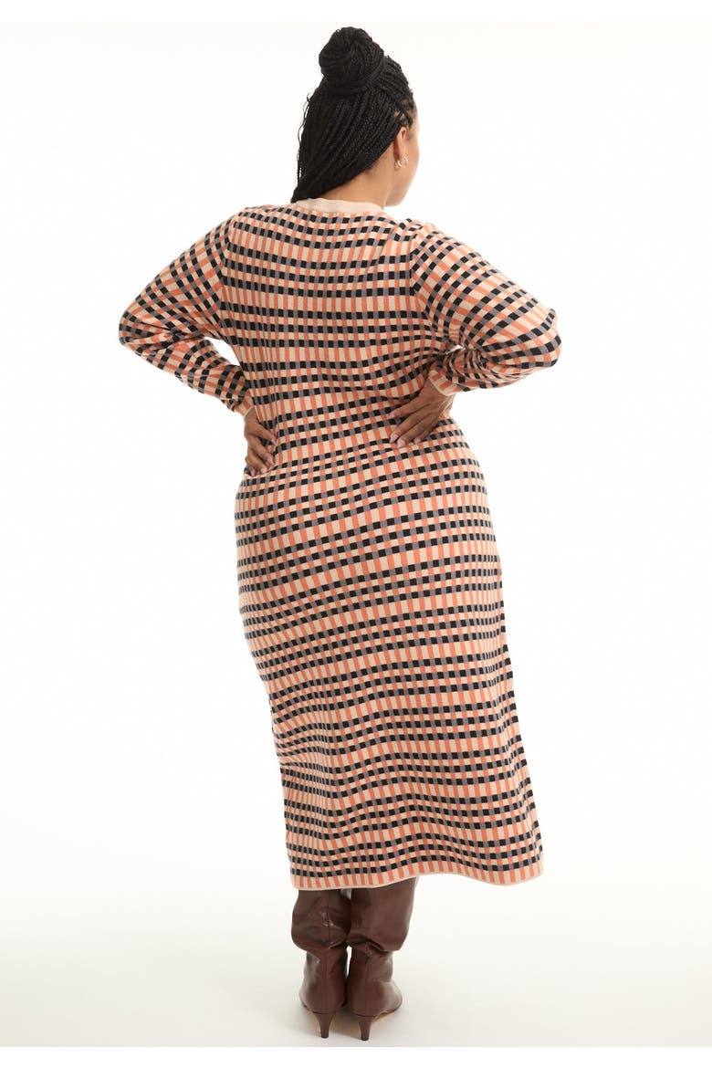Faux Wrap Sweater Midi Dress