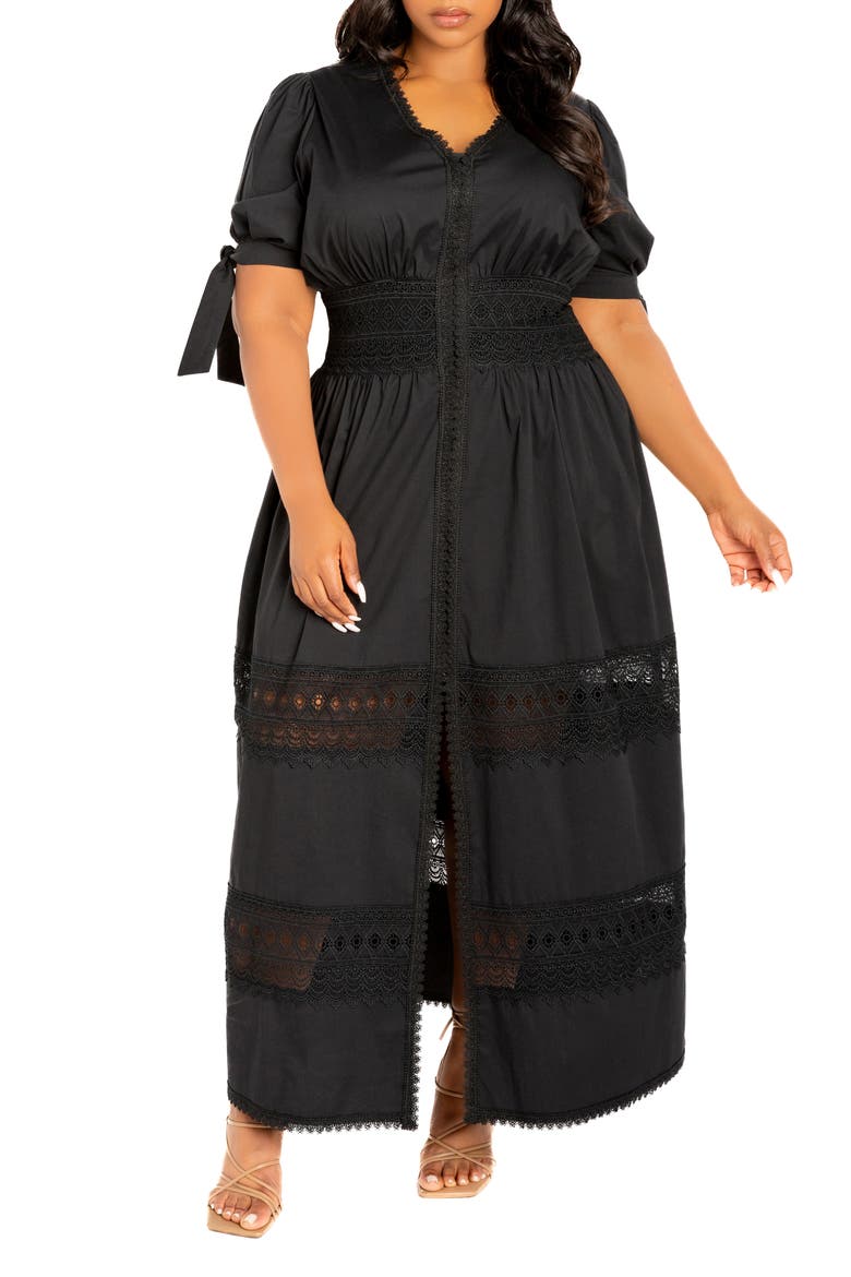Puff Sleeve Lace Maxi Dress