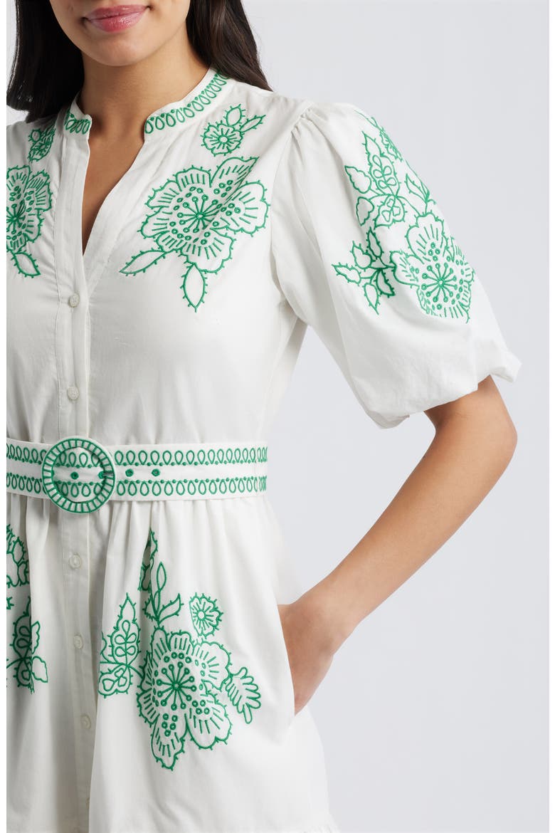 Embroidered Short Sleeve Cotton Shirtdress