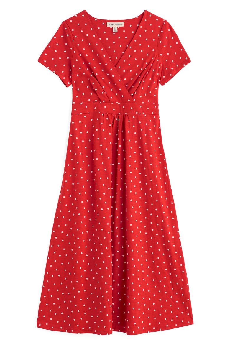 Chapelle Dot Print Organic Cotton Jersey Midi Dress