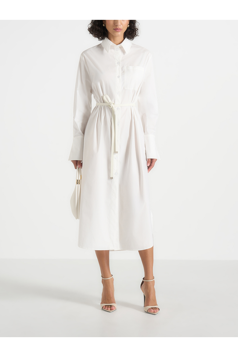 Isa Belted Cotton Midi Shirt Dress