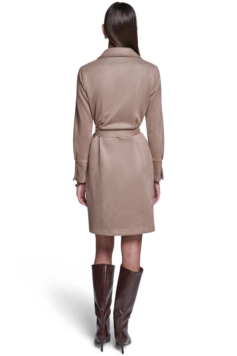 Long Sleeve Suede Shirt Dress