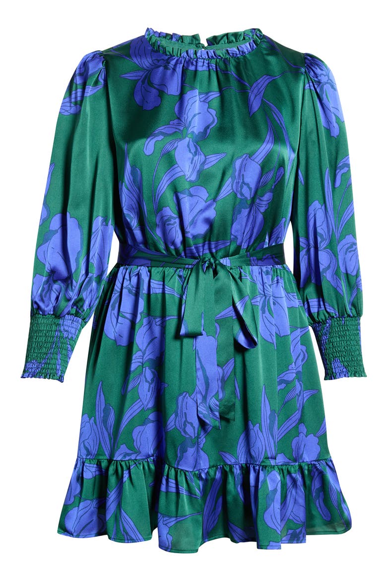 Busbee Floral Sevilla Satin Long Sleeve Dress