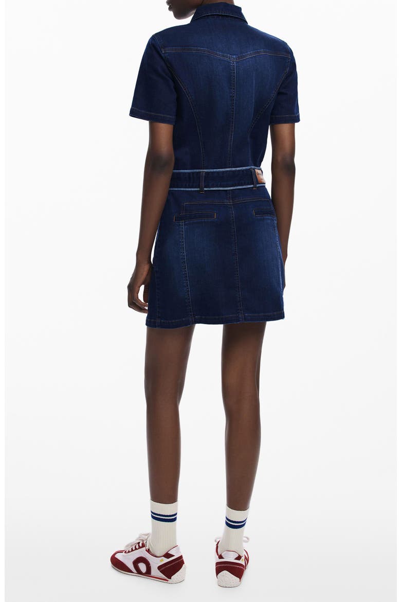 Belted Denim Mini Shirtdress