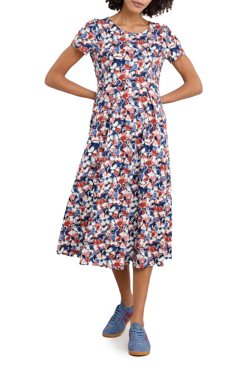 Veronica Print Stretch Organic Cotton Midi Dress