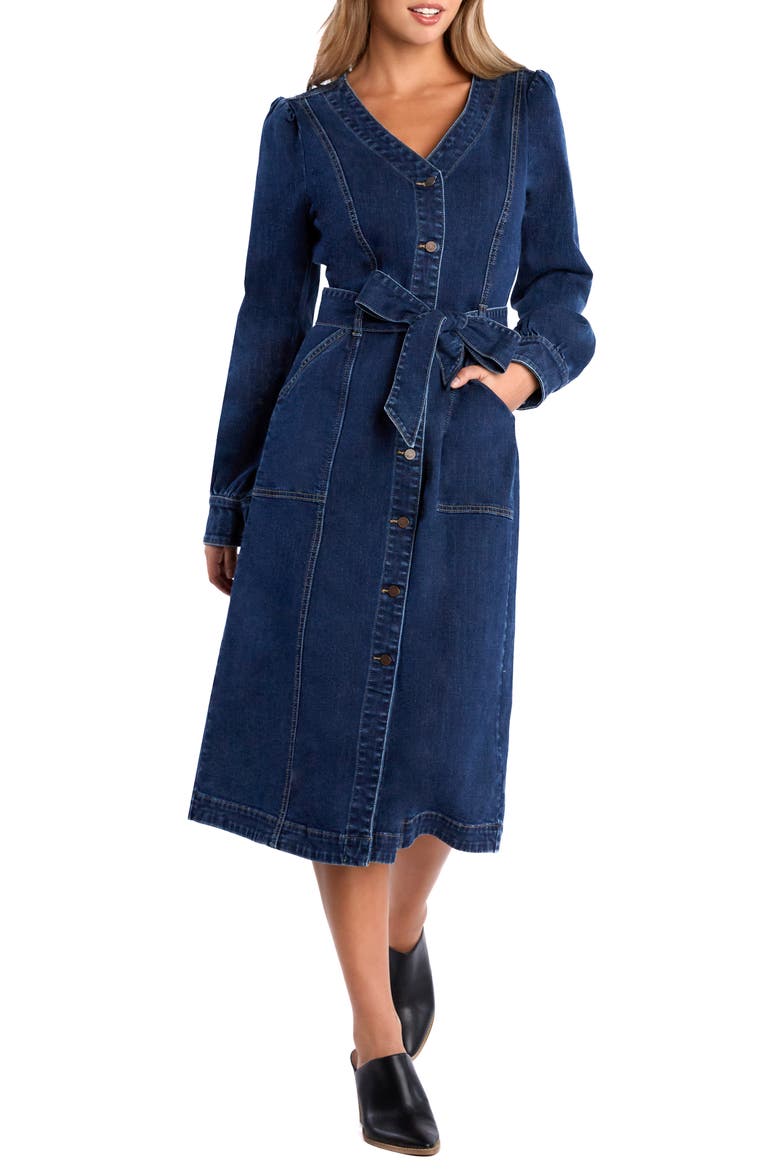 Noelle Long Sleeve Denim Midi Dress