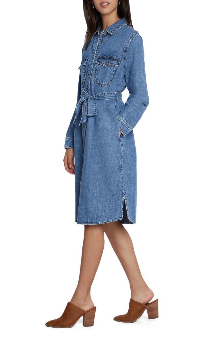 Chloe Long Sleeve Belted Denim Shirtdress
