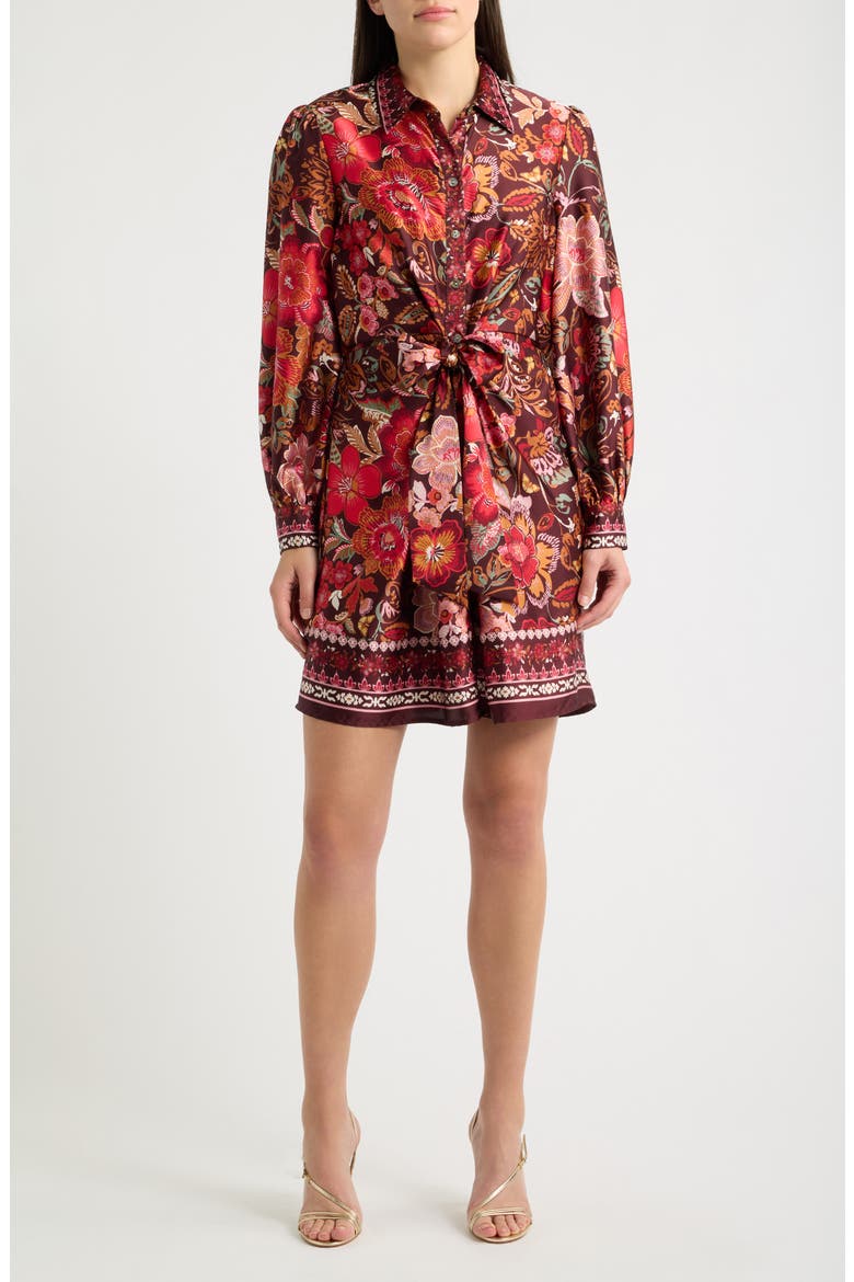Tie Waist Long Sleeve Shirtdress