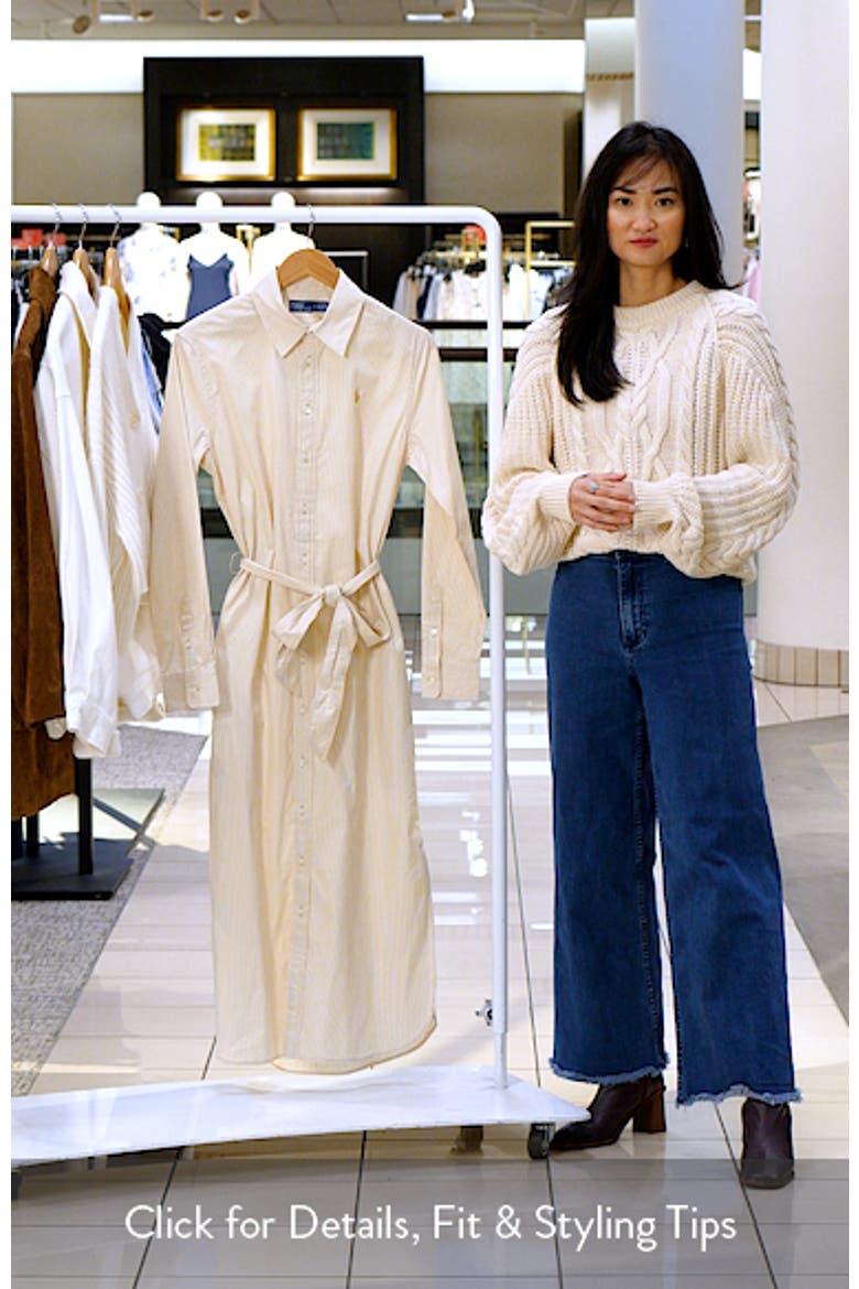 Tie Waist Long Sleeve Maxi Shirtdress