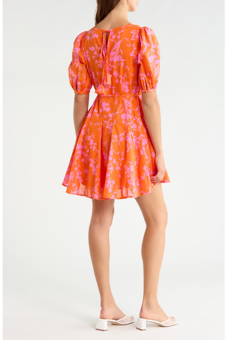 Delilah Floral Godet Pleat Cotton Minidress