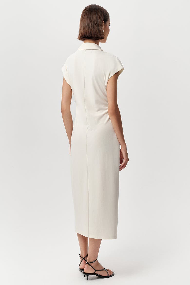 Ursula Collared Gathered Waist Knit Midi Dress