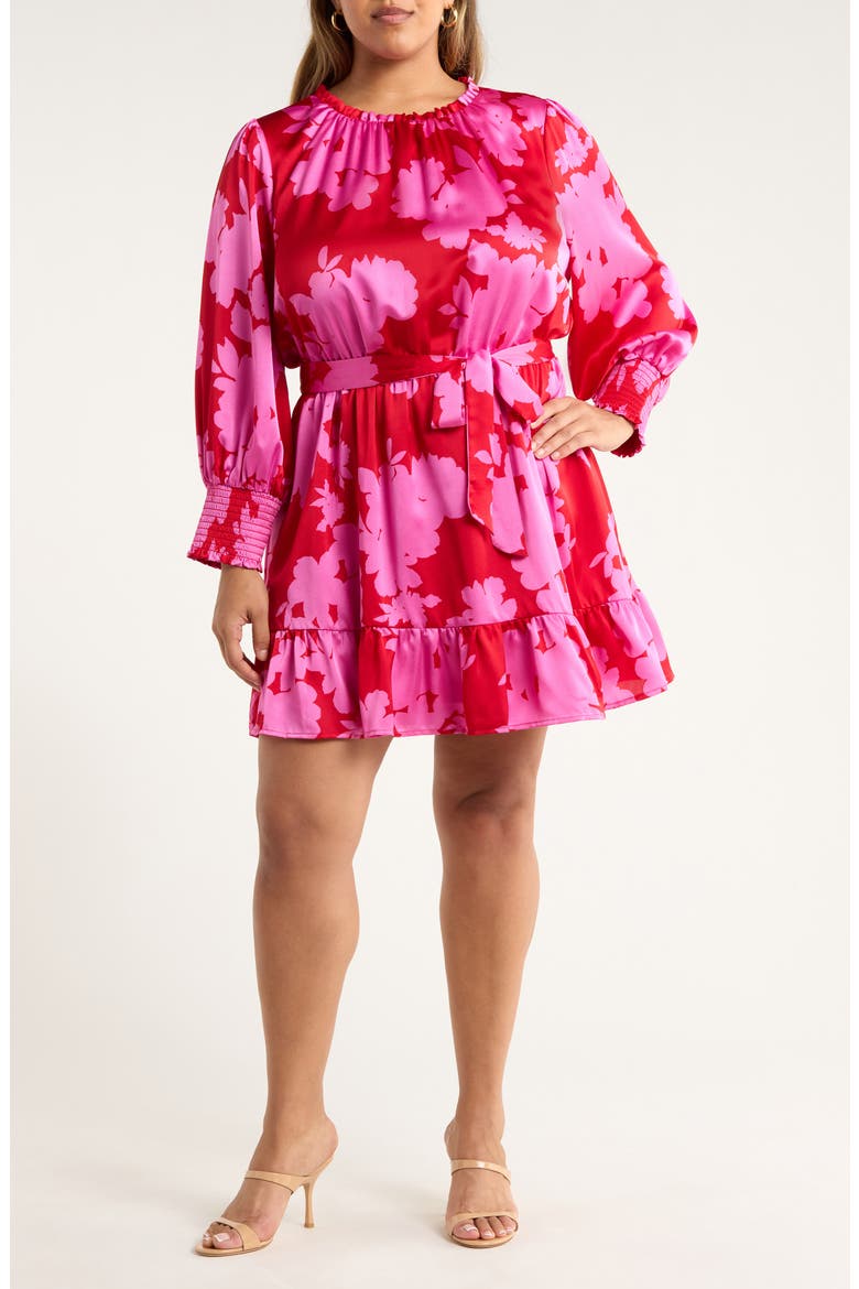 Burning Love Floral Print Long Sleeve Minidress