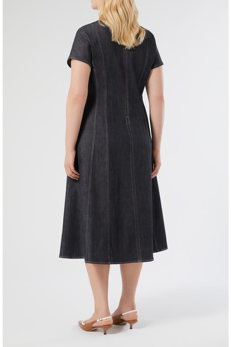 Denim Fit & Flare Midi Dress