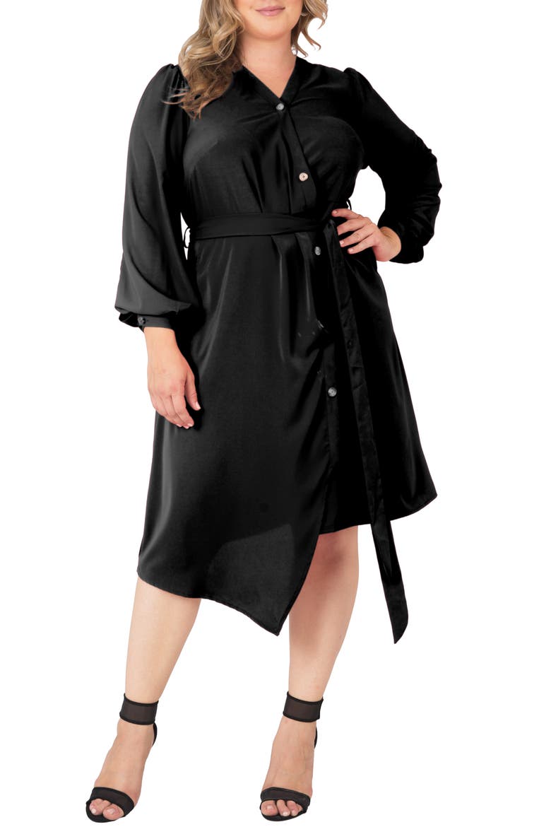 Asymmetrical Long Sleeve Shirtdress