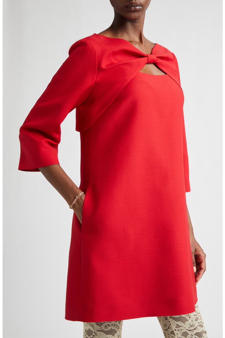 Bow Solid Crepe Couture Minidress
